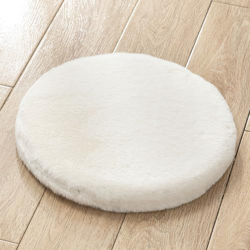 SWJ-swjssb Samt Sitzkissen Rund 40cm/35cm/30cm/45cm/50cm,Stuhlkissen Gartenstuhl Wasserdichter Stuhl Polster Kissen Filzkissen Für Bürostuhl Mit Unsichtbarem Reißverschluss(Off-White,40cm/16inch)