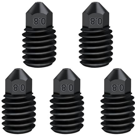 IdeaFormer Lot de 5 buses en acier trempé de 0,8 mm pour Bambu Lab P1P P1S X1 X1C X1E Buses de rechange résistantes à l'usure pour imprimante 3D Hotend Idéal pour les filaments abrasifs