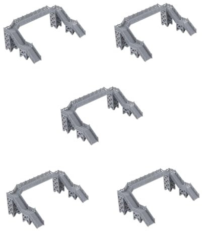 DIYEAH 5 Pz modello di ponte pedonale finta passerella modello di edificio ferroviario del treno trenino ornamento della passerella puntello di scenario ferroviario AbS Grey