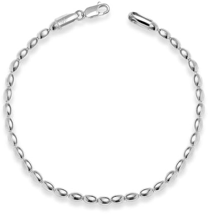 LeCalla 925 Sterling Silver Italian Handmade Round & Oval Bead Ball Strand Chain Bracelet for Women | Women's Silver Bead Ball Chain Bracelet (6.5, 7, 7.5, 8 Inches)