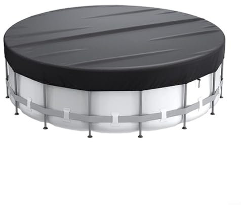 Round Swimming Pool Cover 12FT Waterproof 210D Oxford Cloth with Drawstring Design for Increased Stability and Dustproof Protection