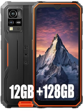 Blackview BV4800 Pro 12Go+128Go Telephone Portable Incassable 2024, Android 14 Téléphone Débloqué, 5180mAh, 13MP+5MP, 6.56 HD+ Smartphone Incassable Etanche, Dual 4G LTE,GPS,NFC,OTG,FM, Orange