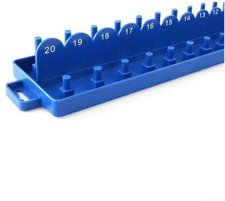 Soporte de almacenamiento para llaves de vaso métricas profundas y estándar de 3/8 pulgadas, para organización de talleres