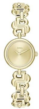 BOSS Uhr mit DREI-Zeiger-Quarzwerk für Damen Kollektion Double B Dressy mit Edelstahlarmband