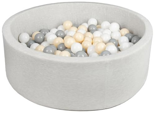 Velinda Piscina a Palle per Bambini, Area Giochi + 300 Palline (Colore delle Palle: Bianco, Grigio, Cappuccino)