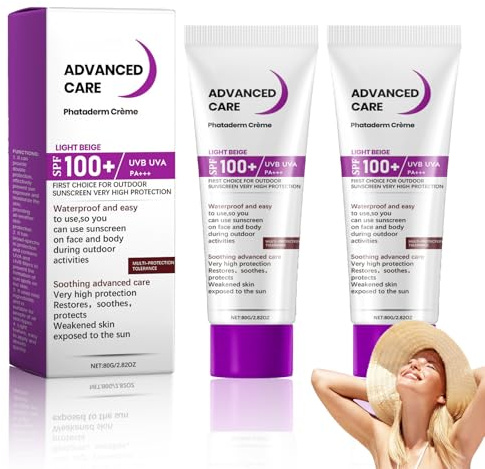 2 st solkräm SPF 100, sport solskydd, vattentät solkräm för ansikte och kropp, anti-åldrande