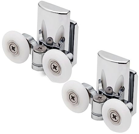 ALMLNLL Roues de poulie de Salle de Douche, Lot de 2 ou 4 roulettes de Porte de Douche Doubles en Alliage de Zinc de 23 mm(Bottom 2pcs,19mm)