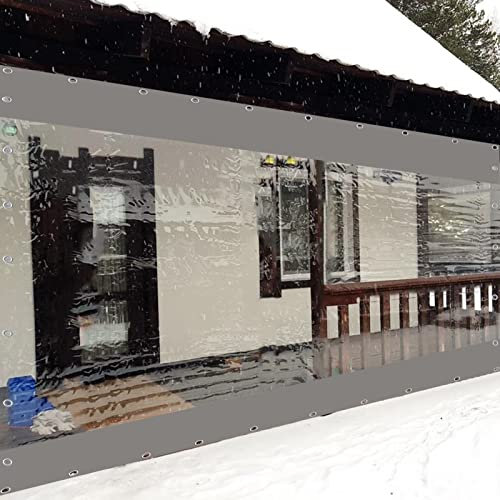 Rideau d'extérieur en toile transparente pour garage, balcon, pergola, tonnelle de jardin, imperméable, robuste, rideaux de balcon, pare-brise, taille personnalisable, 6 x 2,5 m, gris