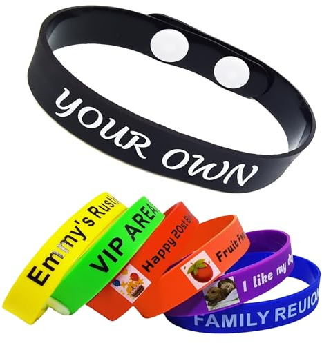 Individuelle Gummi-Armbänder, personalisierbar, mit Ihrem Text-Logo, für individuelle Gastgeschenke, Geburtstage, Motivation, Hochzeit, Bewusstsein, Veranstaltungen, verstellbar