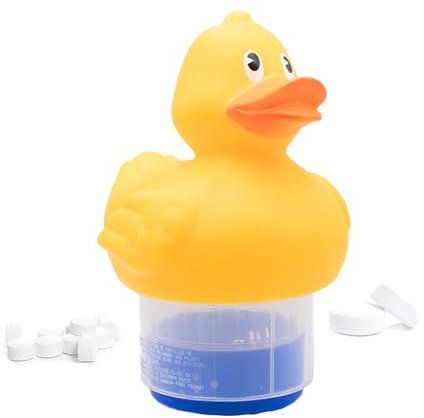Nudorpn Flotador dosificador de piscina en forma de pato, dosificador de cloro ajustable para tabletas de 1 y 3 pulgadas, flotador eficaz para piscina, spa, acuario para el cuidado del agua