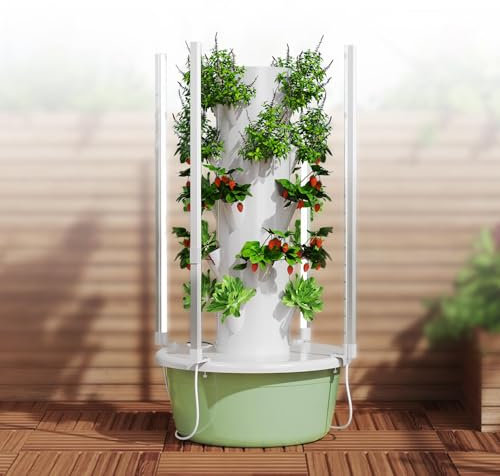 Hydroponic Kit with Foldable Led Light, Self-Watering Outdoor Vertical Garden Planter Tower, indoor and Outdoor Hydroponics Growing Tower for Indoor Garden, Grow Herbs, Fruits & Vegetables