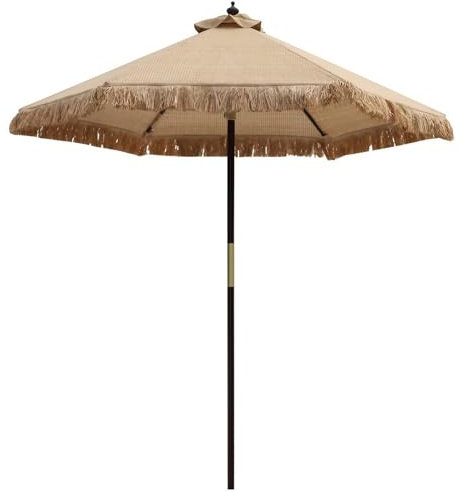 Parasol d'extérieur, 210cm Parasol de Patio avec Protection UV, Parasol de Plage en Chaume de style Hawaïen pour Tiki Bar Piscine Jardin Terrasse, Naturel