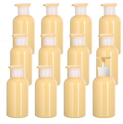 YANCAER - 12 Piezas de Amarillo Botella Dispensadora de Loción Recargable 300 ml – Ideal para loción, jabón de Manos, champú, Gel de Ducha, Limpiador Facial o acondicionador.