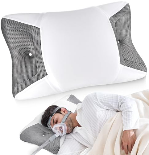 Joynox CPAP Pillow for Side Sleeping, HSA/FSA Sleep Apnea Pillow for All CPAP Masks Users to Reduce Air Leaks, Masks Pressure, Memory Foam with Cooling & Breathable Pillowcase for Side Back Sleeper