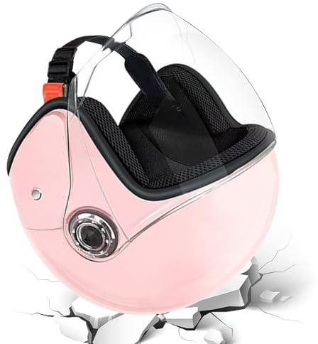 Casque de moto demi-coque - Équipement de protection avec visière pour homme et femme - Aventure en plein air
