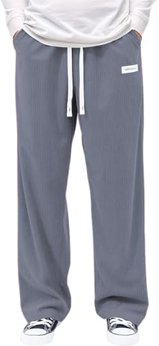Pantaloni da uomo, pantaloni giapponesi, casual, larghi, leggeri, comodi, da lounge da uomo, elasticizzati, in vita dritta, con tasche e coulisse