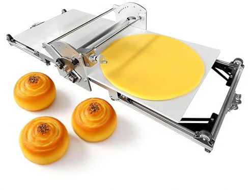 GESAIDES Sfogliatrice Elettrico, Macchina per Pasta Sfoglia, Spessore Regolabile, in Acciaio Inox, Pieghevole, per Pizza e Fondente, Panetteria Domestica e Commerciale