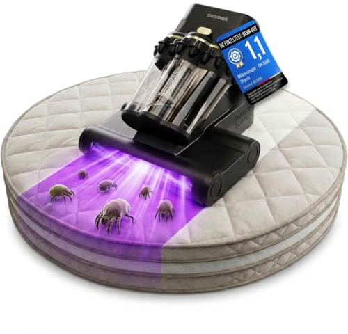 Dhynia Milbensauger für Matratzen – 16 kPa Matratzenreiniger mit UV-Licht, Ultraschall, 60°C Heißluft - Milben Sauger | Effektiv gegen Hausstaubmilben | Ideal für Allergiker, Polstermöbel & Tierhaare