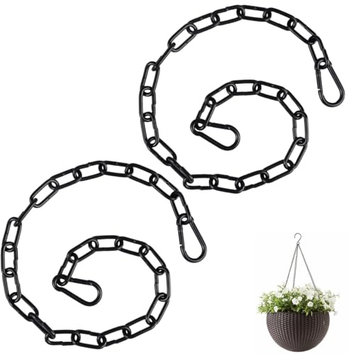 2 Stück 50 cm Edelstahl Kette, Ø3mm Schwarze Kette zum Aufhängen | Gliederkette mit Karabiner Edelstahl, Verlängerungskette für Hängesessel, für Zauntore,Gartentore, Käfigtore für Haustiere