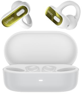 Lenovo Auriculares inalámbricos con Clip X500 Bluetooth 6.0 con Controladores de 11 mm, diseño ergonómico de Oreja Abierta, conectividad de Doble Dispositivo, micrófono Integrado, Carga rápida, Color