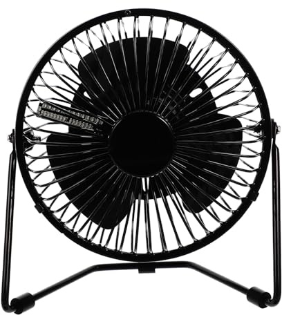 Homoyoyo Mini Ventilatore USB Portatile Orologio LED e Display Temperatura, Ventola in Metallo Silenziosa Rotazione 360°, per Ufficio, Casa e Viaggio