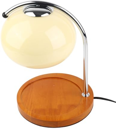 OEBUAFI Lámpara Calentador de Velas Vintage, Soporte de Madera, Pantalla de Cristal con Interruptor Temporizador y Bandeja de Almacenamiento para Aromaterapia de Dormitorio (UE)