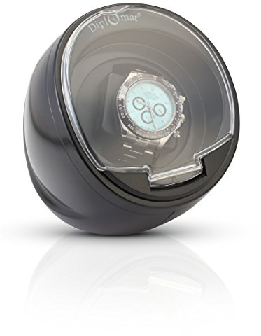 Diplomat Single Black Watch Winder with Built In IC Timer