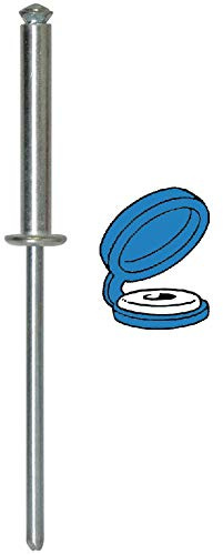 Restagraf - Rivetti Sbocciati con Chapos Blu per Targhe Immatricolanti - Diametro 4 mm - Lunghezza 26 mm - RIF. 4782 - Confezione da 300