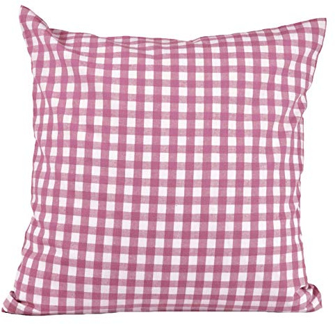 Hans-Textil-Shop Kissenbezug Kariert Rosa 30×30 Baumwolle – Kissenhülle Landhaus Karo mit Reißverschluss, Sofakissen, Kopfkissen, Dekokissen