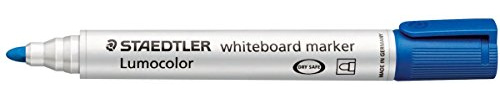 Staedtler Lumocolor 351 Whiteboard-Marker Rundspitze und Keilspitze, verscheidene Farben zur Auswahl (Rundspitze blau, 6)