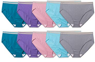 Fruit of The Loom Women's Fit for Me Women's Heather Cotton Hi-Cut Underwear, Assorted, 11