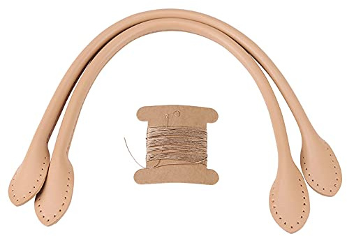 2 Stücke Echtes Leder Taschengriff Handtasche Riemen Ersatzriemen für DIY Hand Zubehör Schwarz/Braun/Beige für Wählen(Beige)