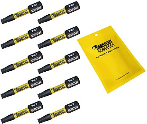 SabreCut 10pcs SCTX2532_10 32mm T25 TX25 Embouts vissage choc Robuste | Pointes forgées et acier de torsion traité thermiquement améliorent résistance aux chocs et durabilité