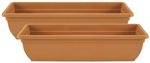 Muddy Hands Pack of 2-60cm Long Terracotta Trough Plant Pot Plastic Planter Outdoor Garden Window Herb Flower Box