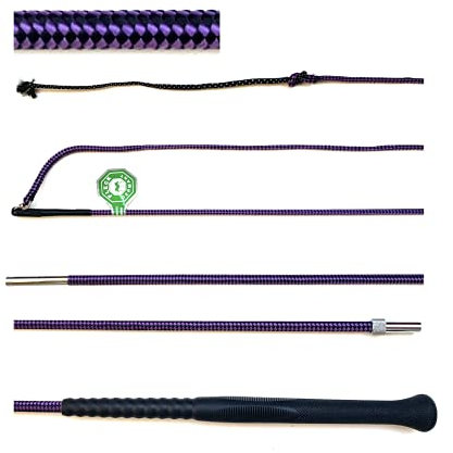 JA Horse Fleck Ergo Griff Longierpeitsche 2 Fach 180/200 cm (180 cm, schwarz/lila)