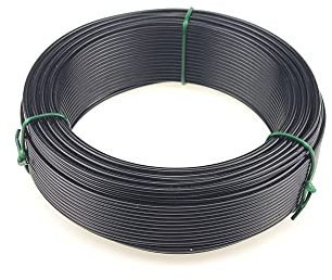 Garmix Spanndraht Bindedraht Befestigung für Gartenzaun Maschendraht Volieren (Schwarz 50m, 2,0mm)