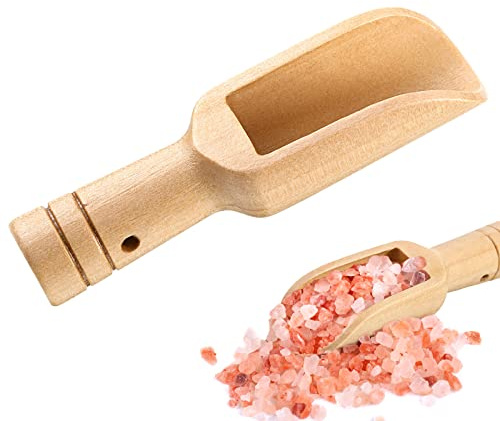 ueslwser Mini Wooden Scoop Bamboo Bath Salt Scoop Small Scoops, 3.1 * 0.8in | Wooden Ice Cream Spoons Bath Salt Spoon with Holes Washing Powder Spoon for Salts Honey Spices Scoop Sugar Chili Coffee Beans