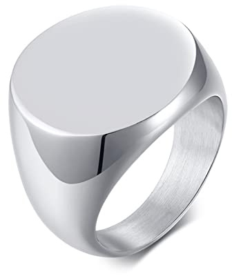 Dsnyu Versprechen Ringe für Ihn mit Gravur, Runder Siegelring Edelstahl Einfacher Schlicht Ehering