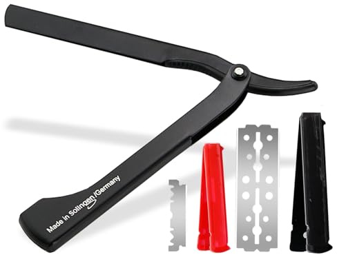 Rasiermesser mit Wechselklingen Solingen Bartmesser Rasier-Set für Herren | Rasur Messer Herren mit Kleiner/Großer Rasierklinge Made in Germany für eine perfekte Nassrasur