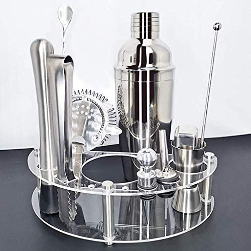 Coctelera Juego de coctelera de 12 piezas Kit de barman con receta de bebida de soporte, coctelera profesional de acero inoxidable Herramientas de barra para el hogar (Color : 12Pc 750Ml with Rac