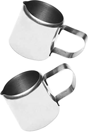 Mini Pot à Lait Argenté 46ml, Lot de 2 en Acier Inoxydable
