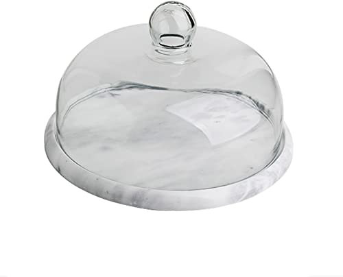 ZEELYDE Cloche Alimentaire/Aliments Tente,Présentoir à gâteau, Moule à gâteau en marbre Blanc Noir avec Couvercle en Forme de dôme de gâteau, Plateau à Tarte au Chocolat pour la Photographie et l'af