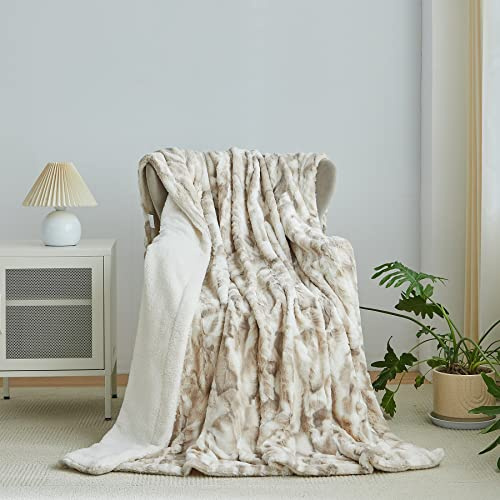 Wajade Fluffy Sherpa Fleece Blanket Gray Faux Fur Bed Throw Super Soft Warm Large Blanket for Bed Sofa Car,130x160CM