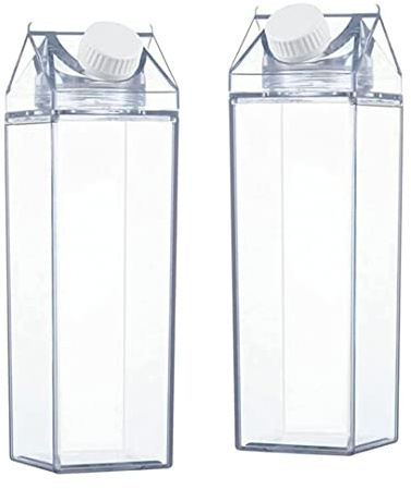 Bouteille D'eau De Cartons De Lait Transparent 500 Ml Bouteilles De Jus Transparents Réutilisables Pour Le Sport Extérieur 2pcs