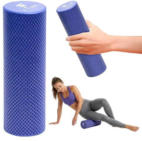 FitOn Foam Roller for Muscle Recovery - Compact and Portable, High-Density Foam Roller for Back Massage & Deep Tissue Relief and Home Exercise, Ideal for Use on Neck & Leg Soreness, 12x4, Purple