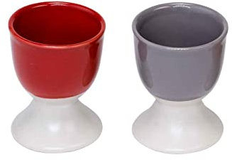 WESTCRAFT Lot de 2 coquetiers parfaits pour elle et lui, porte-œufs Breakfast en porcelaine, céramique ou faïence (Cosy)