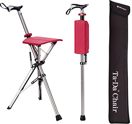 STEP2GOLD Ta-Da Chair, Portable Trekking Hiking Pole, Folding Walking Stick with Seat, Walking Cane with Chair, Foldable Chair, Lightweight Aluminum, Easy Carry and Storage, Anti-Slip (32.2)