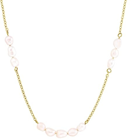 NOELANI Halskette Edelstahl Damen Halsschmuck, mit Süßwasserzuchtperle, 40+5 cm, Gold, Kommt in Schmuck Geschenk Box, 2036080