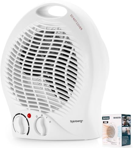 Rainberg Powerful 2KW Fan Heater with 2 Heat settings & Cooling Function, Heat Protection, Thermostat, Lightweight & Portable for Home & Office, Low Energy Usage (Round)