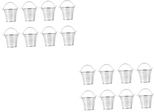POPETPOP 16 Stück 8 Stück Blumentopf Metallkorb Topper Mini-mülleimer Fürs Auto Zink Miniatur-Eimer Aus Blech Zuhause+dekor Eimer Und Eimer Handhaben Wohnkultur Süssigkeit Eisen Kind Pommes